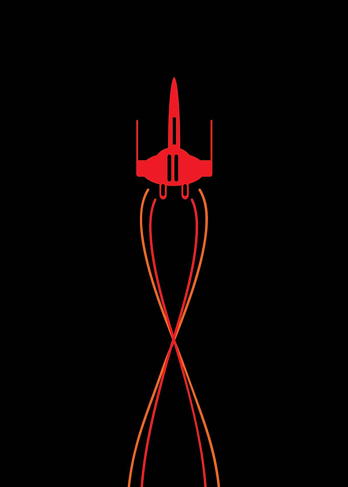 Red Spaceship Minimalist Art