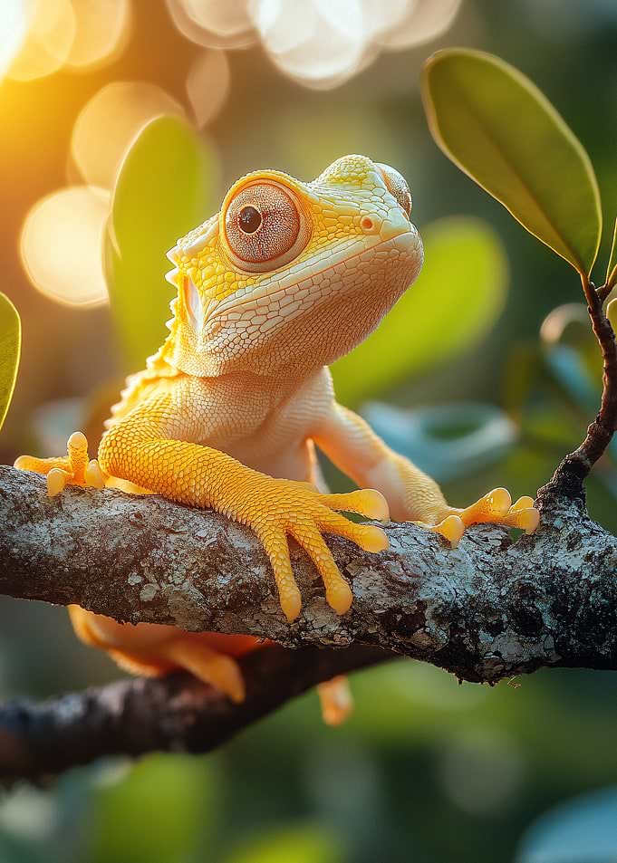 Yellow Lizard on Branch