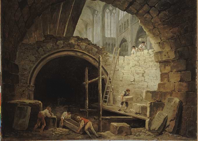 Cathedral Construction Scene Painting