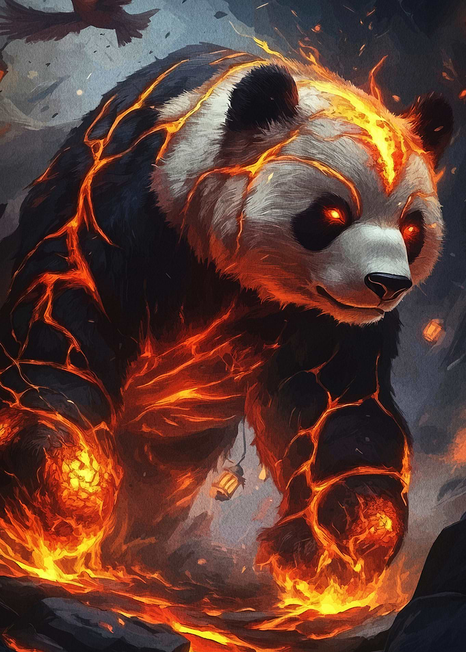 Fiery Panda Illustration