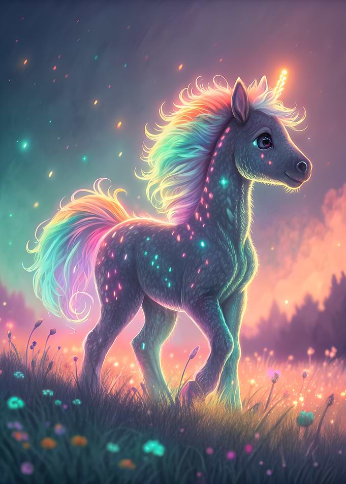 Rainbow Unicorn in a Magical Meadow