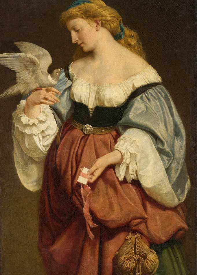 Woman with Dove and Letter Painting