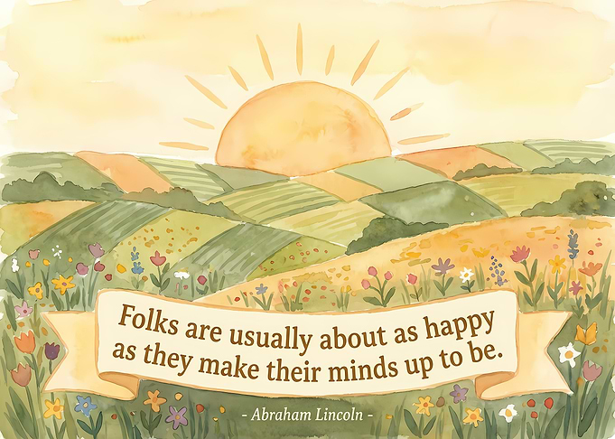 Watercolor Landscape with Abraham Lincoln Quote