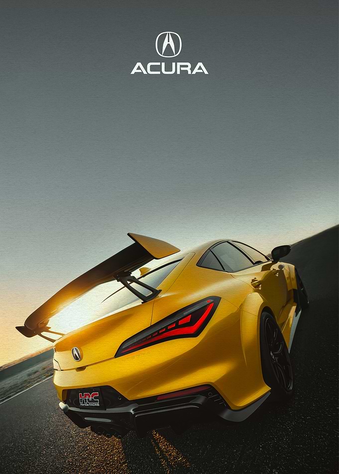 Yellow Acura Integra on the Road