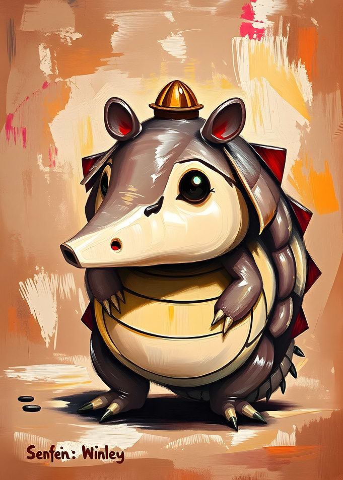 Cartoon Armadillo with Hard Hat