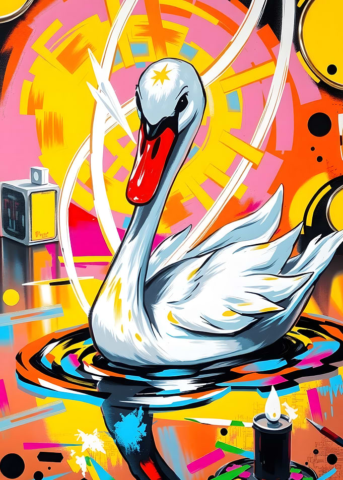 Swan in Abstract Pop Art Style