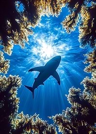 Shark swimming under the sea