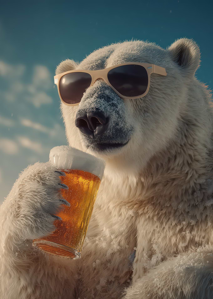 Cool Polar Bear with Beer