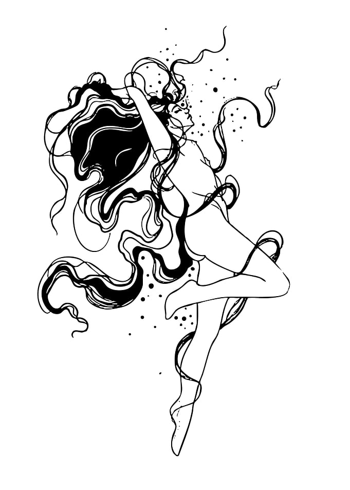 Dancing Woman Black and White Art