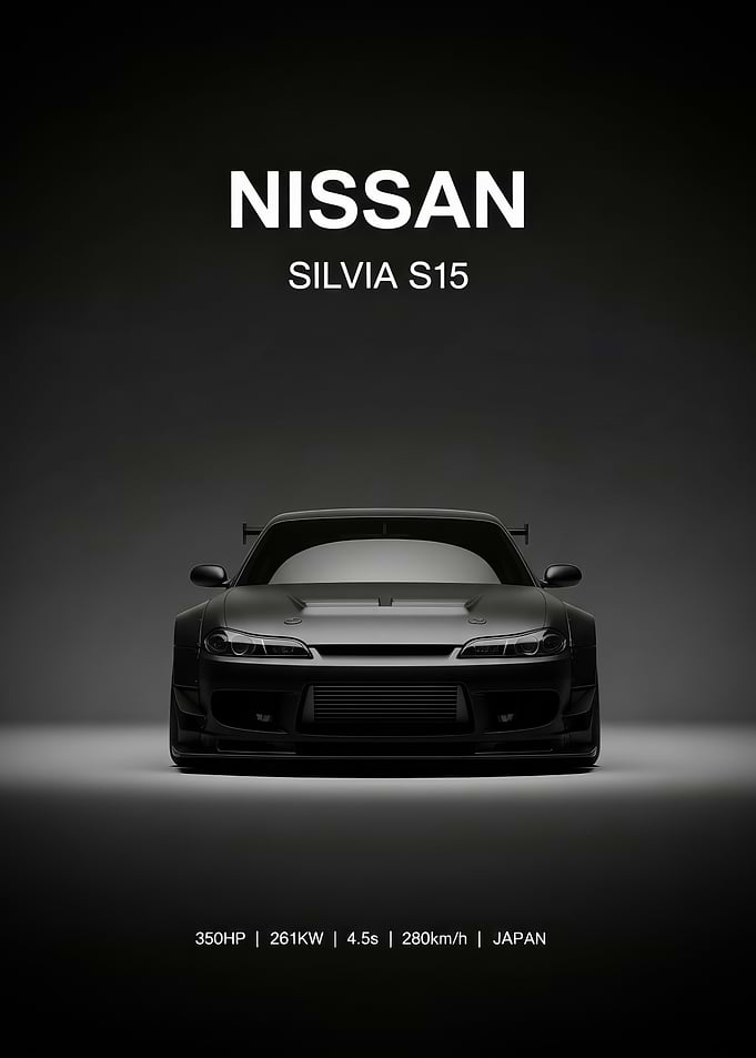 Nissan Silvia S15 black Car Poster