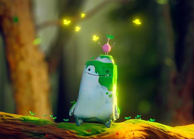 Cute Forest Creature with Radish Friend