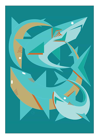 Geometric Sharks Illustration