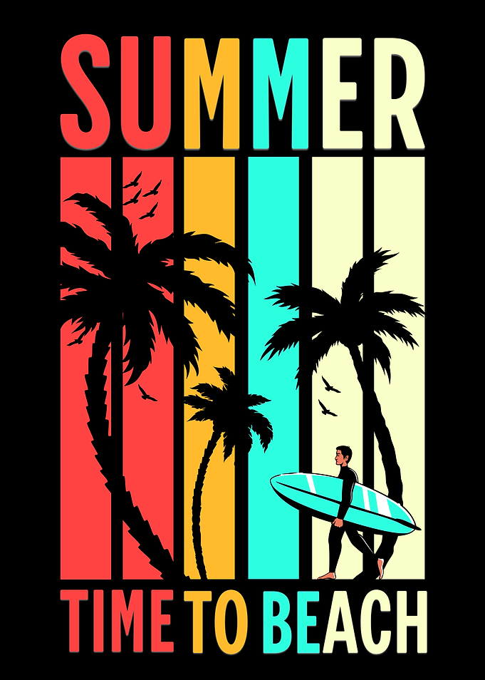 Summer Time to Beach Illustration