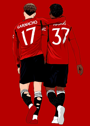 Garnacho and Mainoo Illustration