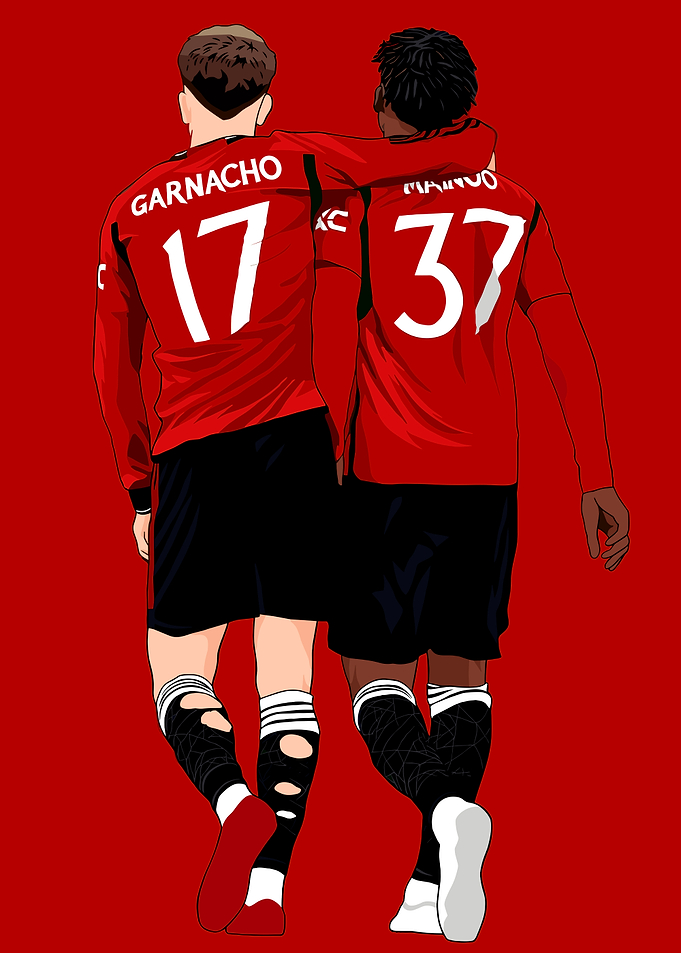 Garnacho and Mainoo Illustration