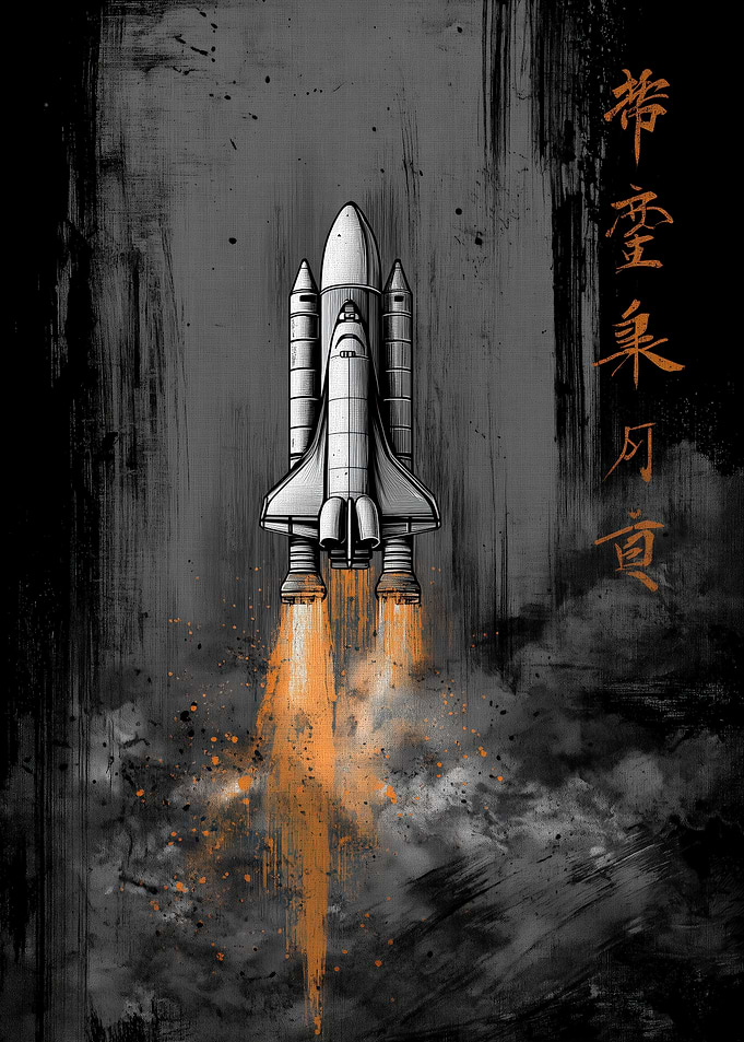 Ukiyo Minimalism Space Shuttle Launch
