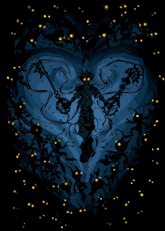 Kingdom Hearts Sora Surrounded by Shadows