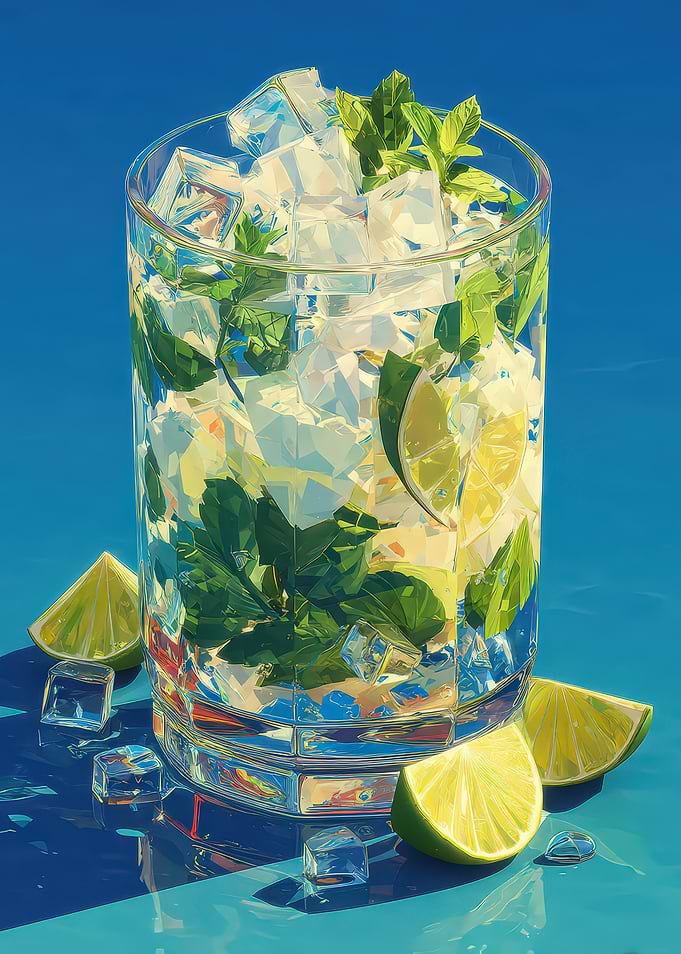 Refreshing Mojito Cocktail with Ice and Mint