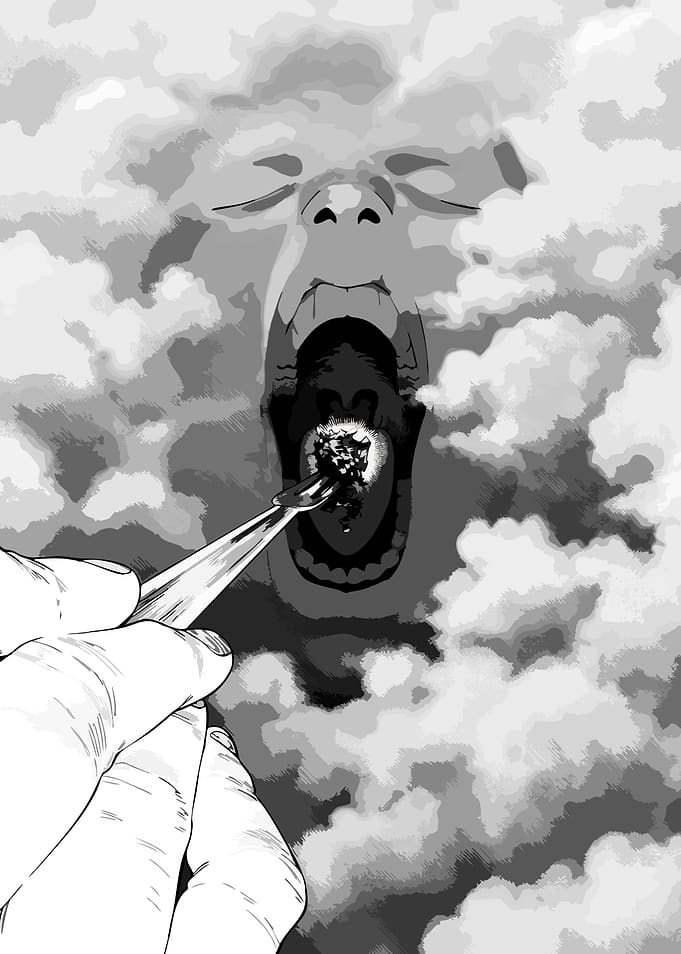 Surreal Cloud Face Feeding