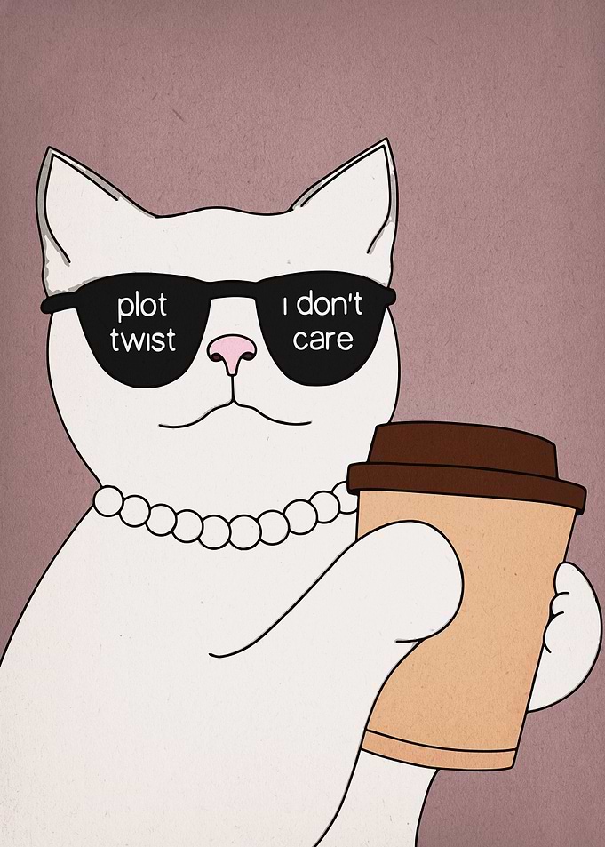Cat with Sunglasses and Coffee