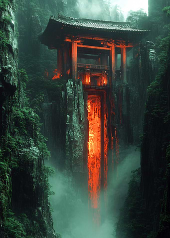 Mystical Temple in Verdant Canyon