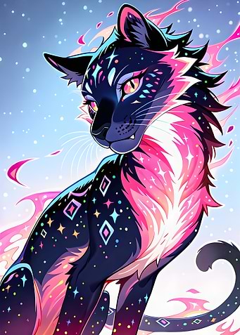 Cosmic Cat with Starry Fur