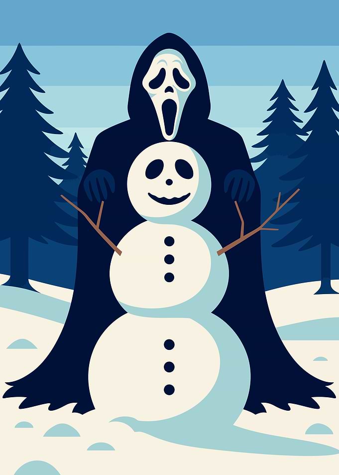 Ghostface and Snowman Winter Scene