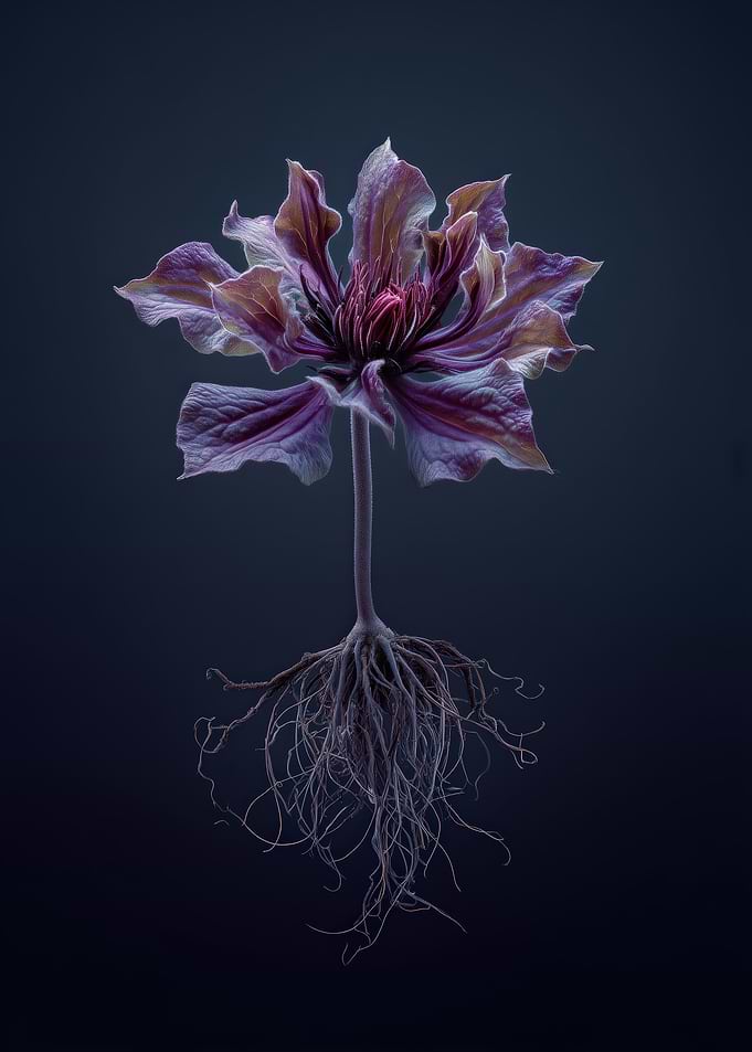 Purple Flower with Roots