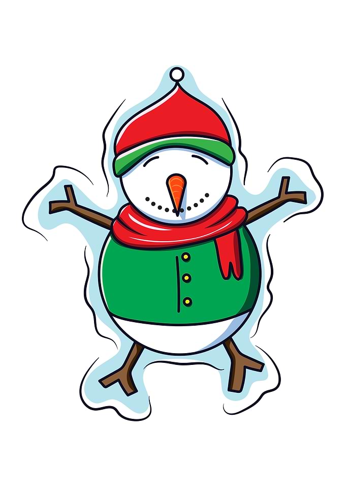 Cute Snowman Making Snow Angel – Cozy Winter Holiday