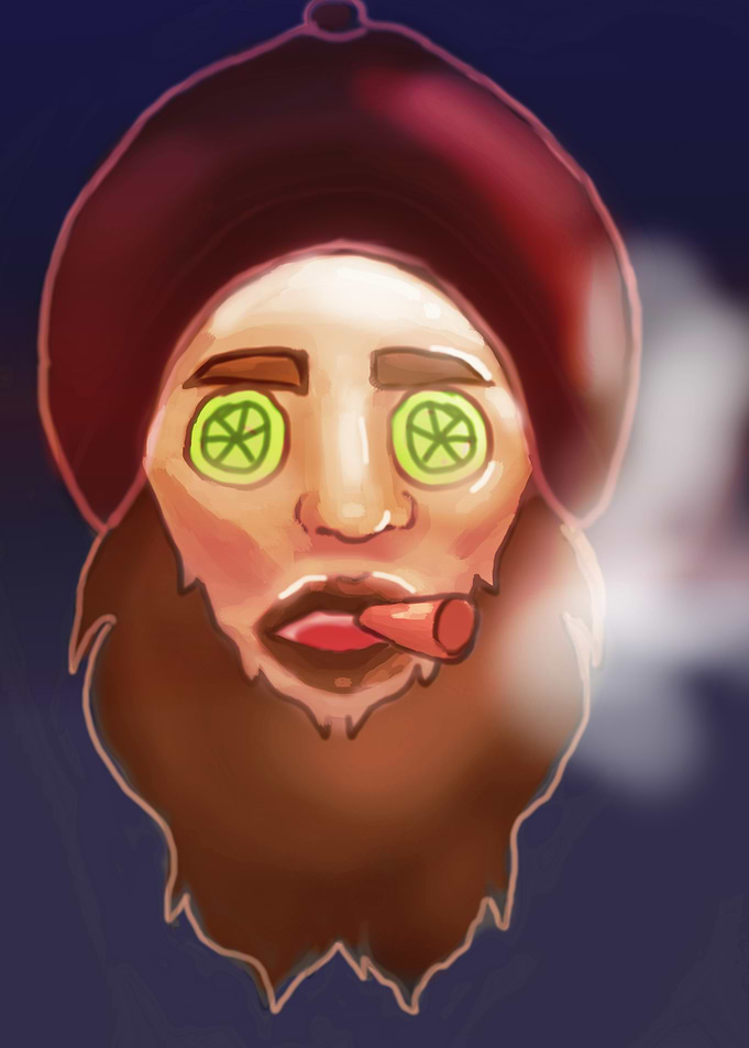 Painting Relaxing Man with Cucumber Eye Japan Style Japan s
