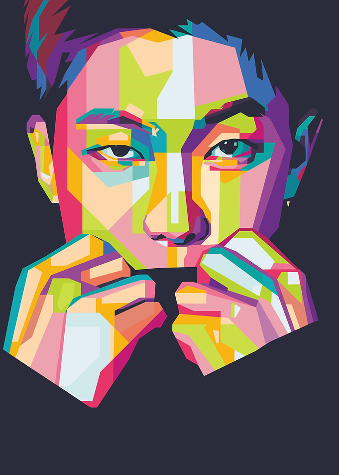 Colorful Portrait in Pop Art Style