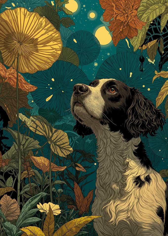 Springer Spaniel in Botanical Garden