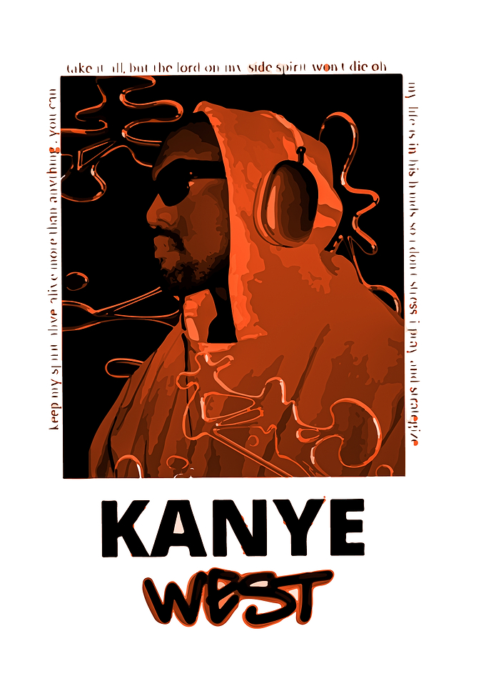 Kanye West Portrait with Lyrics
