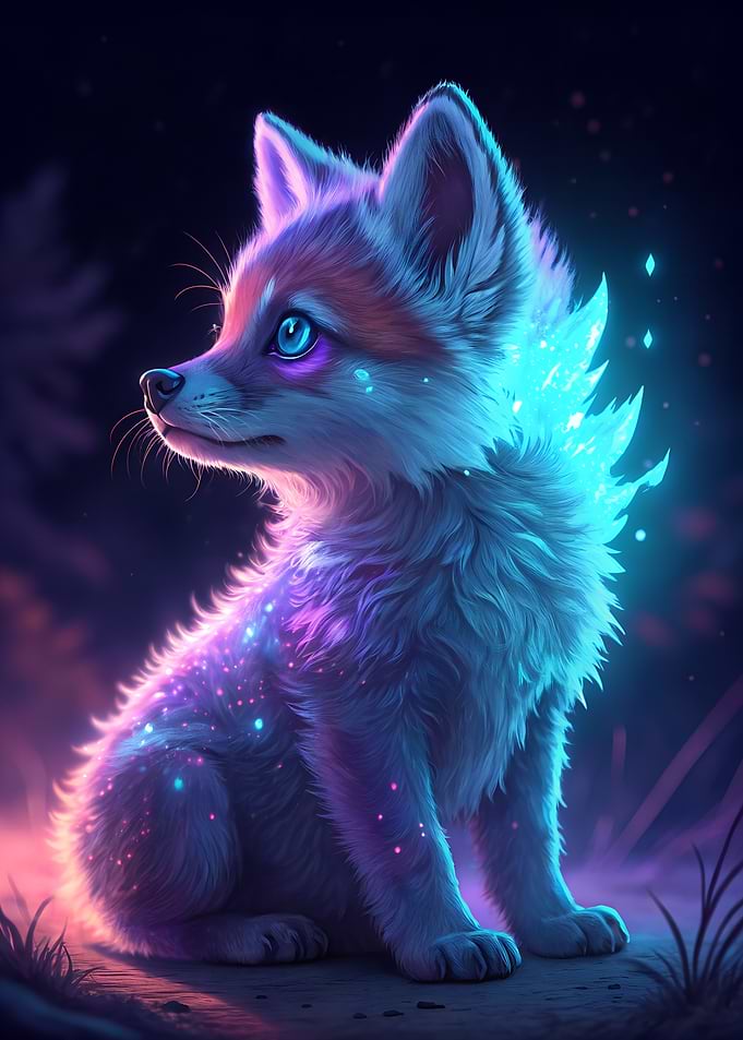 Neon Baby Wolf Portrait