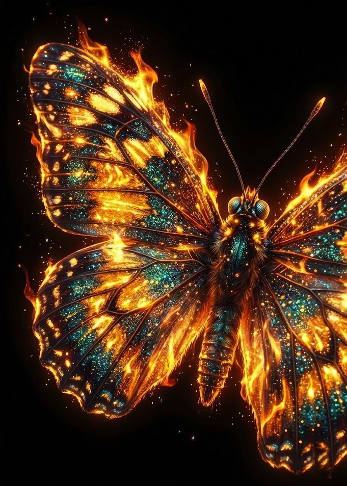 Fiery Butterfly Digital Art