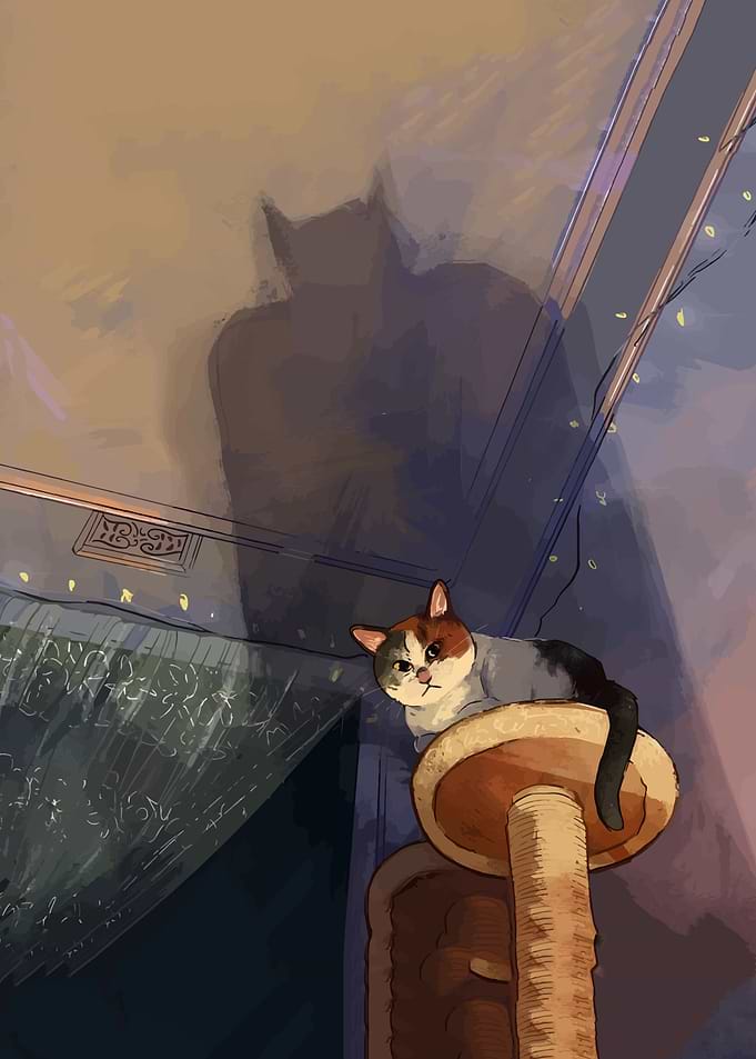 Cat on a cat tree