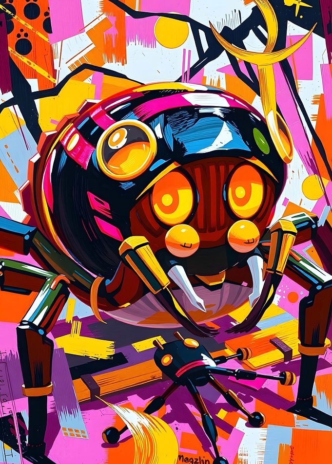 Colorful Robotic Spider Illustration