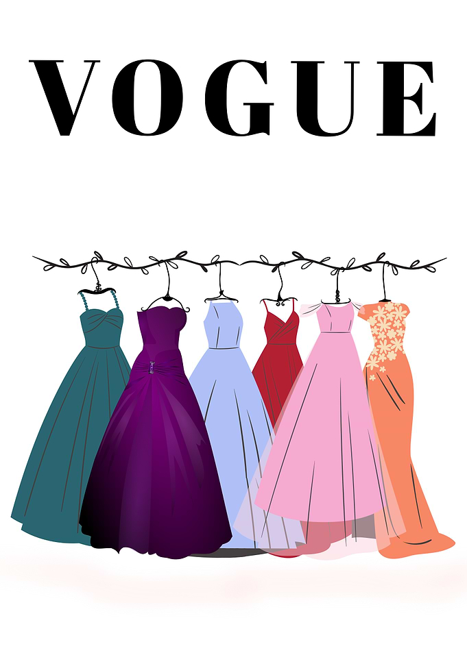 Vogue Dresses on Hangers