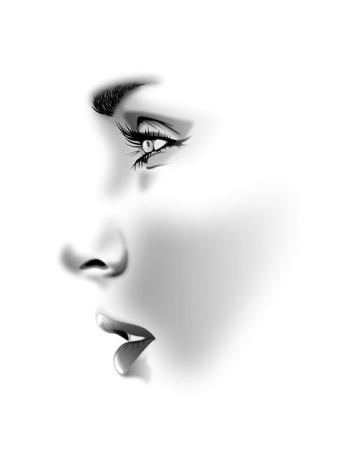 Monochrome Portrait of a Woman's Face