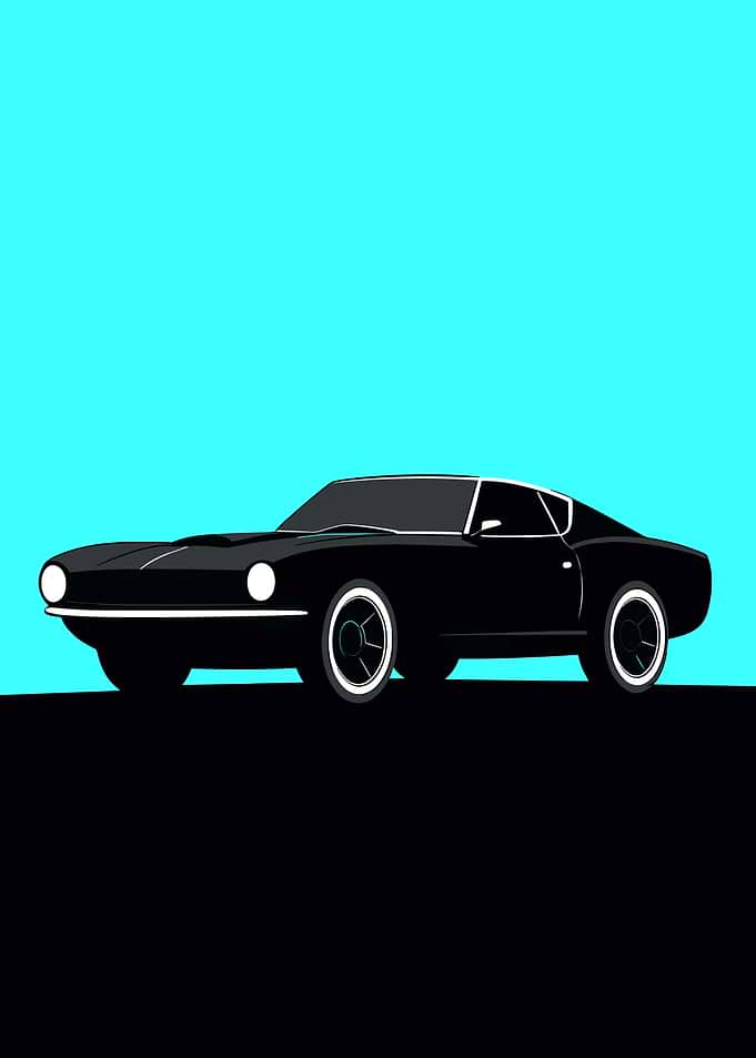 Black Classic Car Illustration