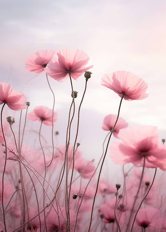 Floral Pink Poppy Field