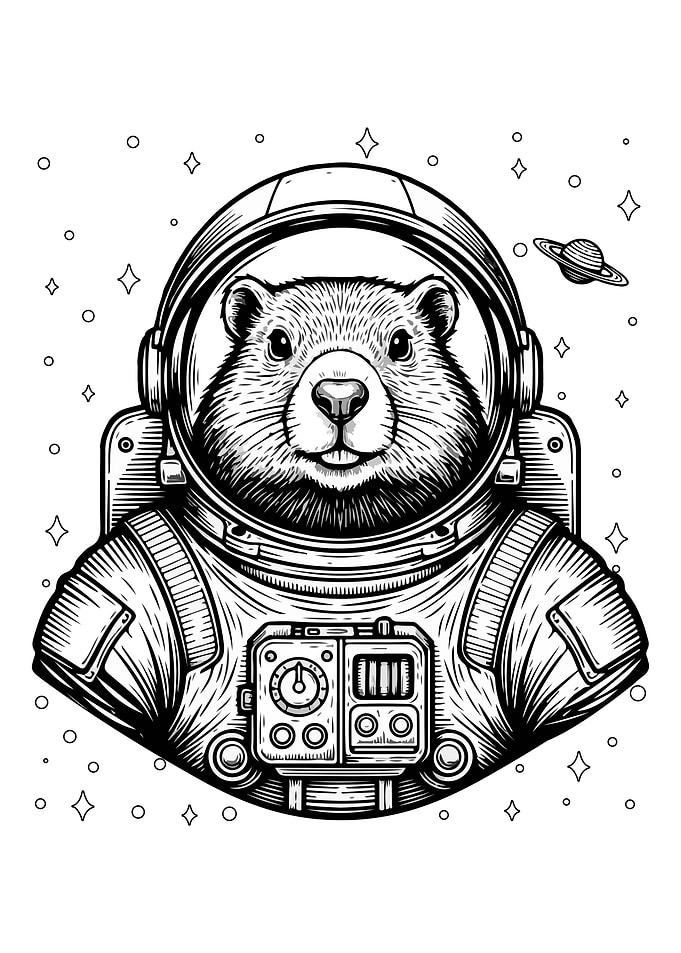 Beaver Astronaut in Space