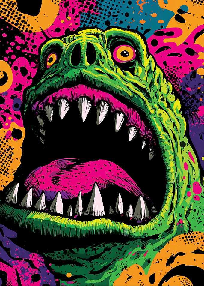 Monster with Open Mouth Pop Art