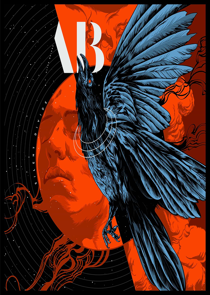 Raven and Face Digital Art