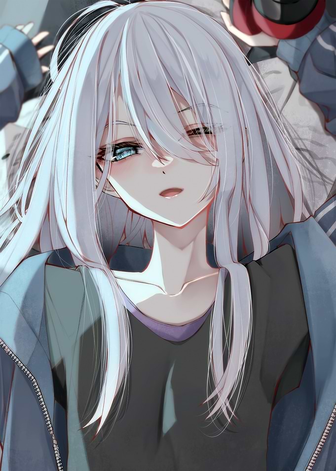 Anime Girl with Silver Hair
