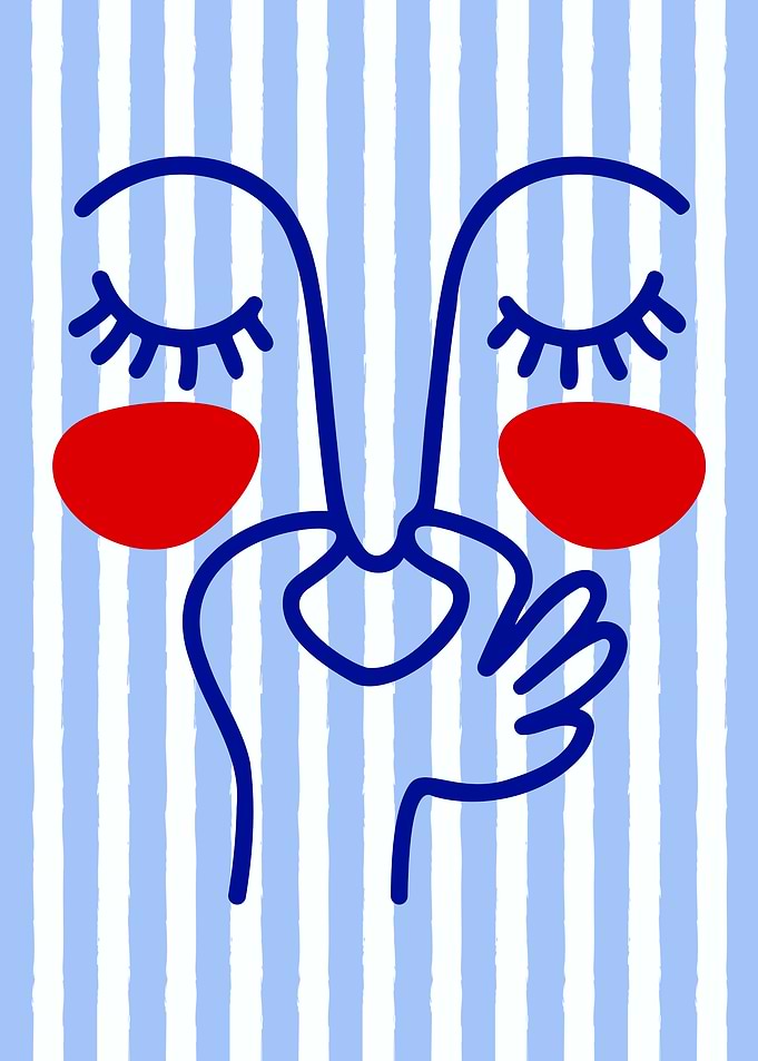 Abstract Face with Hand Illustration Smell Bathroom