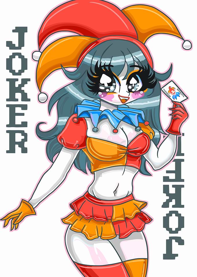 Anime Joker Girl with Playing Card