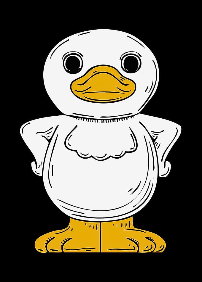 Cartoon Duck Illustration on Black Background