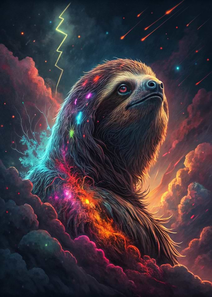 Cosmic Sloth in a Celestial Storm