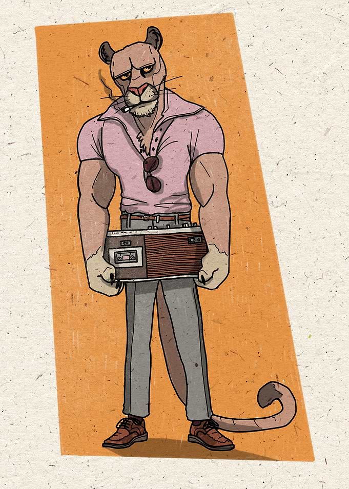 Anthropomorphic Cougar With Boombox
